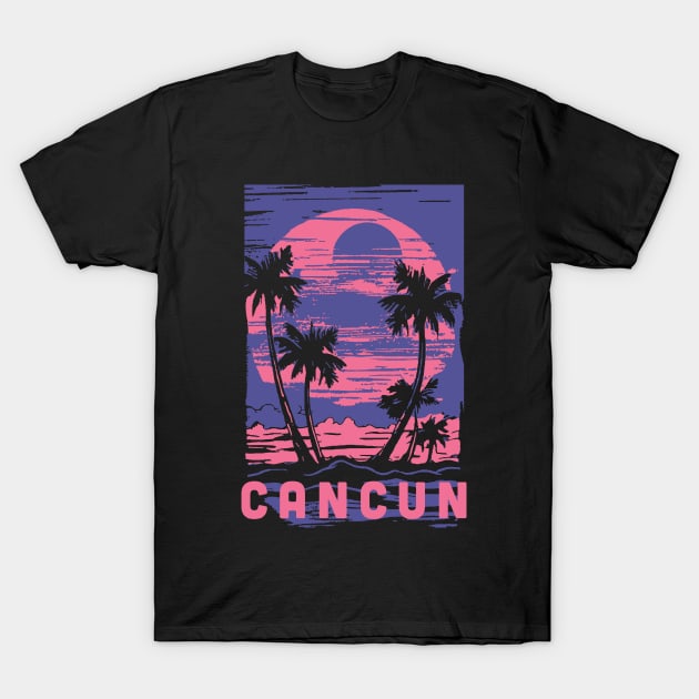 Cancun Mexico Souvenir Lifestyle Cyberpunk Vacation Trip T-Shirt by livania